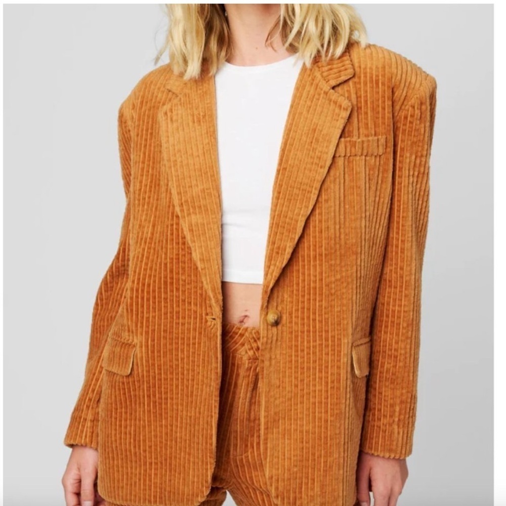NEW Blank NYC Wide Whale Corduroy Rust Orange Oversized Boyfriend Retro Blazer